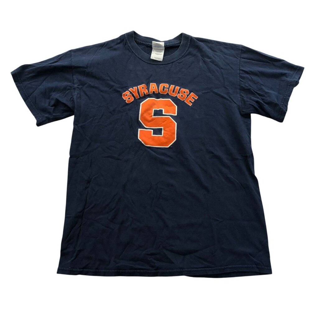 Gildan Mens Syracuse Orange T-Shirt M Navy Blue Heavy Cotton Short Sleeve Casual